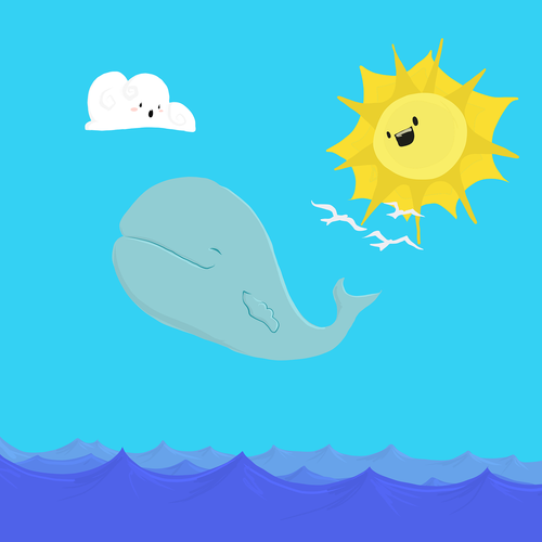 whale  sea  sun