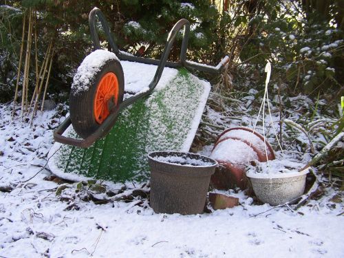 wheelbarrow snow winter