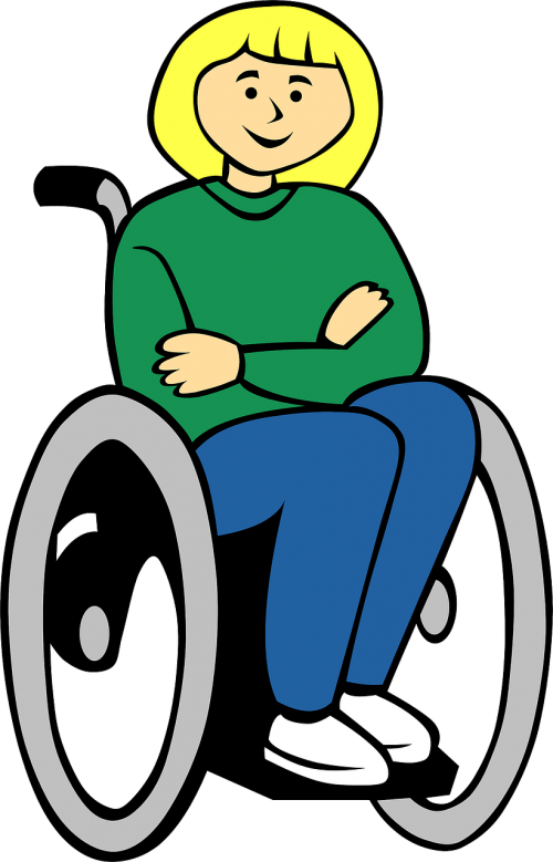 wheelchair sitting blond hair