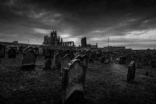 whitby abbey  yorkshire  graveyard