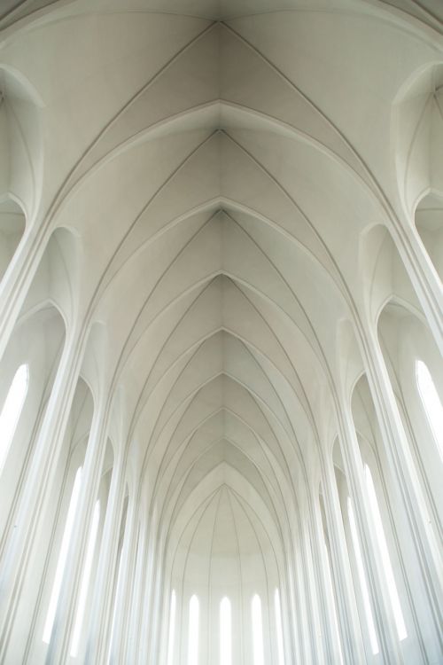 white church arches