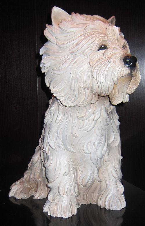 white terrier sculpture
