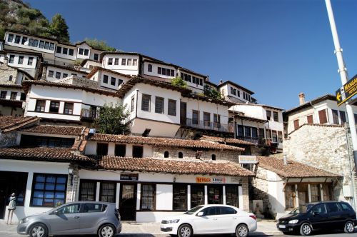 white balkan houses berat city
