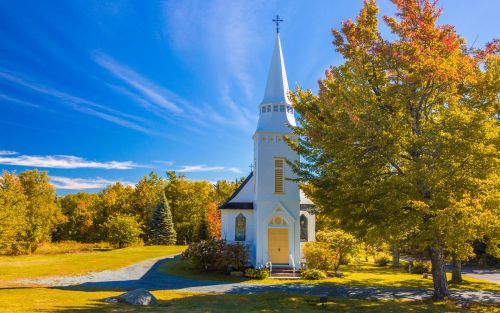 White Church In Autumn