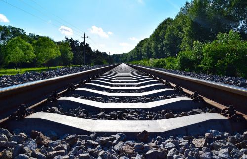 white cloud blue sky railway