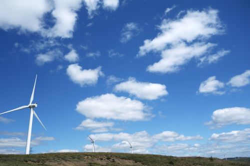 white cloud windmill blue sky