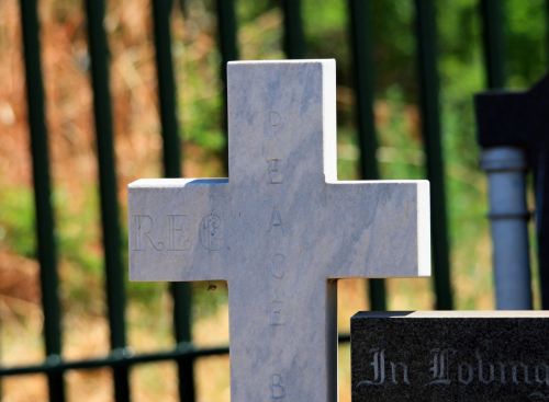 White Cross On Grave