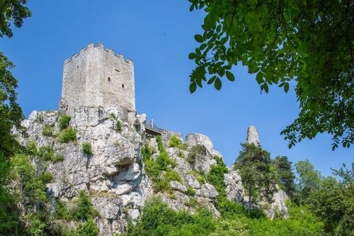 white stone castle ruin