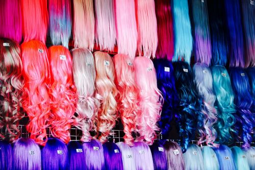 wigs colorful dress