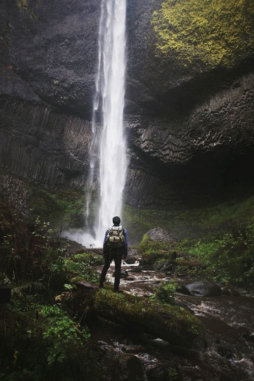 wilderness waterfall hiker