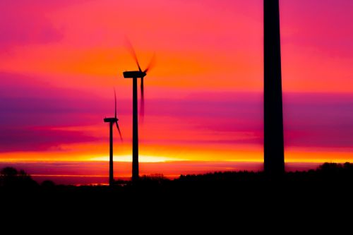 wind power plant sunrise sun