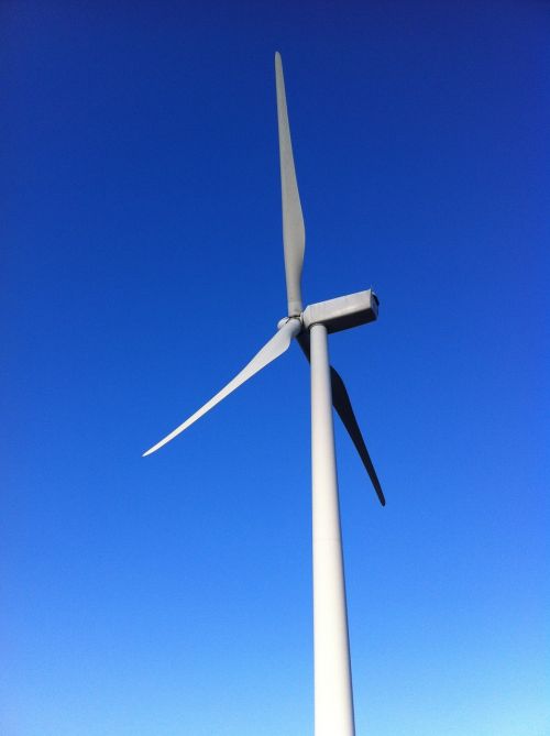 wind turbine blue sky renewable energy