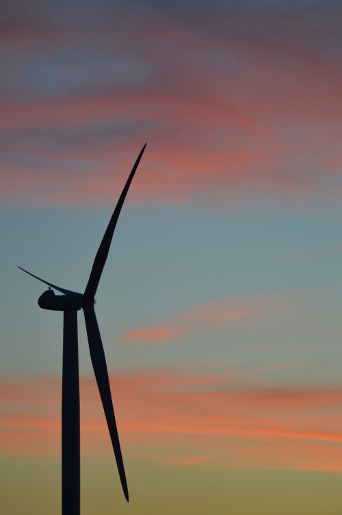 wind turbine sky sunset