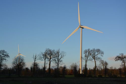 wind turbines site electricity produced with the wind