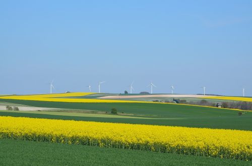 wind turbines colors blue