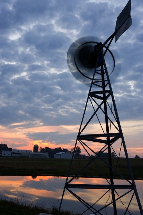windmill sunset clouds