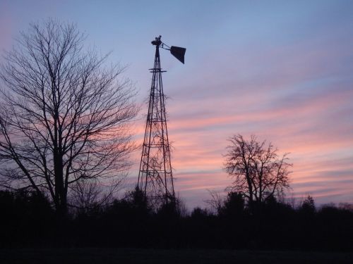 windmill sunrise sky