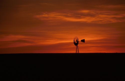 windmill sunset western