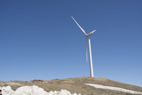 windmill blue sky white cloud