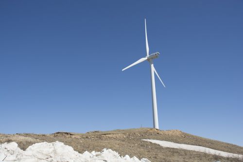 windmill blue sky white cloud