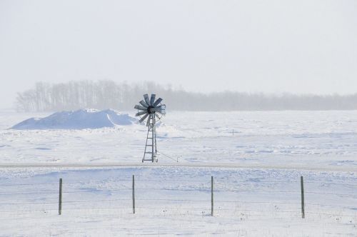 windmill winter landscape