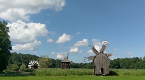 windmill sky clouds