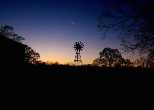 windmill night sky landscape