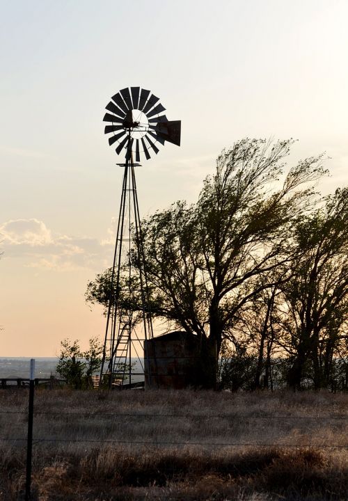 windmill texas sunset