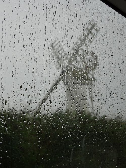 windmill white windmill rainy day