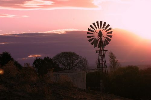 windmill sunset hues