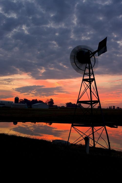 windmill silhouette sunset