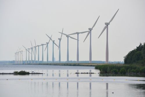 windmills sea nature