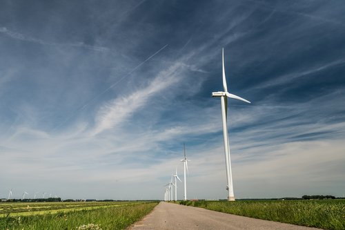 windmills  path  sky