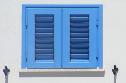 window blue roll up door