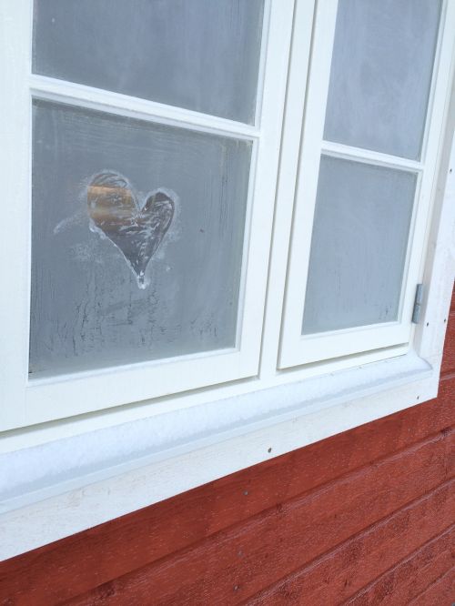 window heart frost