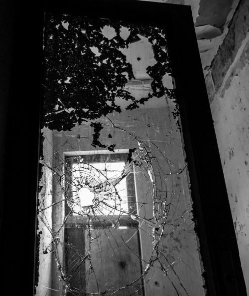 window broken glass space