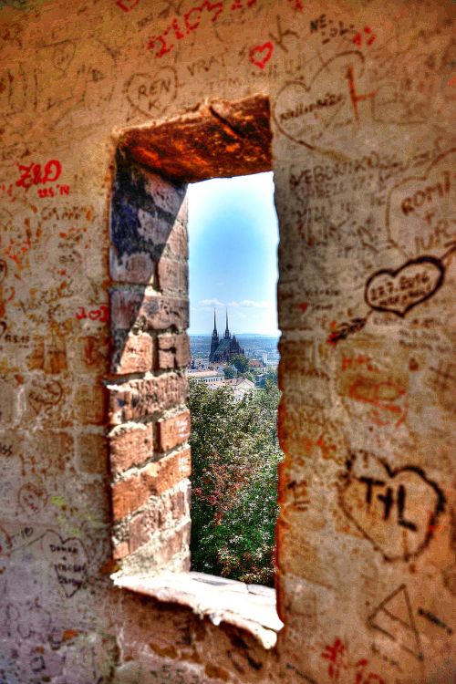 window brick graffiti