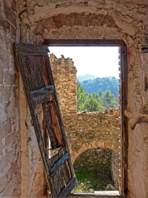 window abandoned ruin