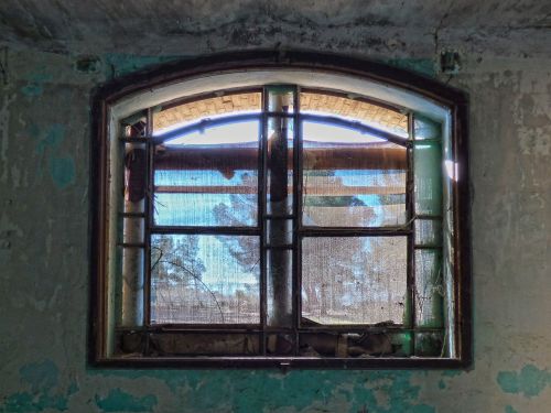 window abandoned ruin