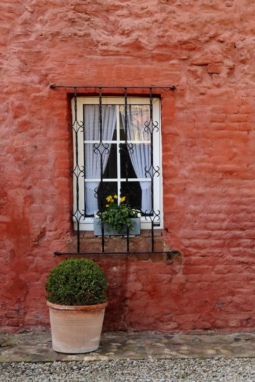 window wall brick wall