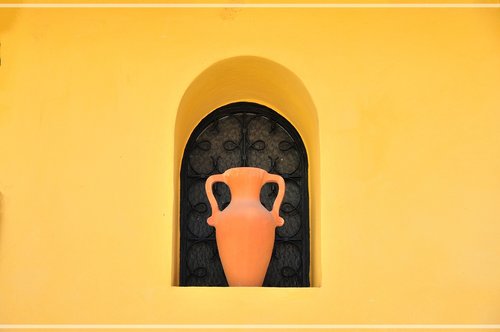 window  vase  yellow