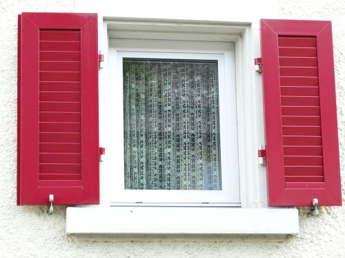 window shutters red