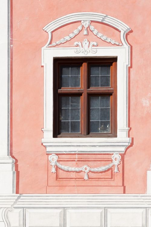 window dusky pink facade