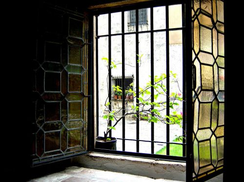 window stained glass open