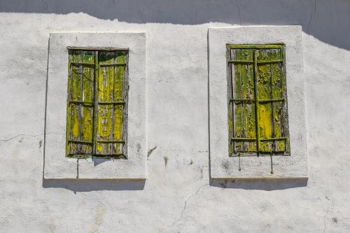 windows wooden aged