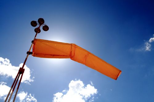 windsock against light heliport