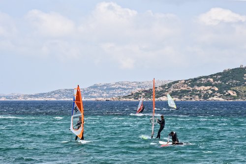 windsurfing  sea  beach