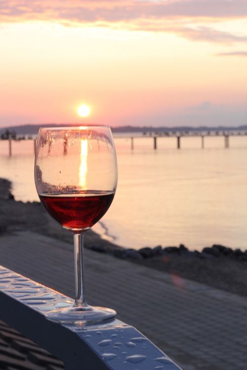 wine beach sunset