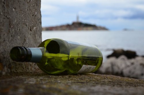 wine bottle  rovinj  croatia