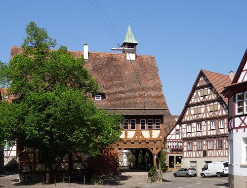 wine city  fachwerkhaus  town hall